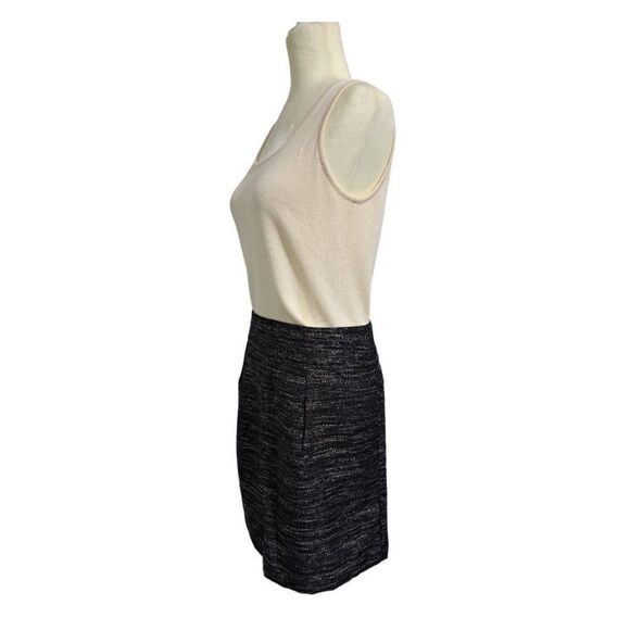 Loft Outlet Women's Black Metallic Silver Skirt Back Zipper Mini Skirt Sz 10 - Picture 3 of 7